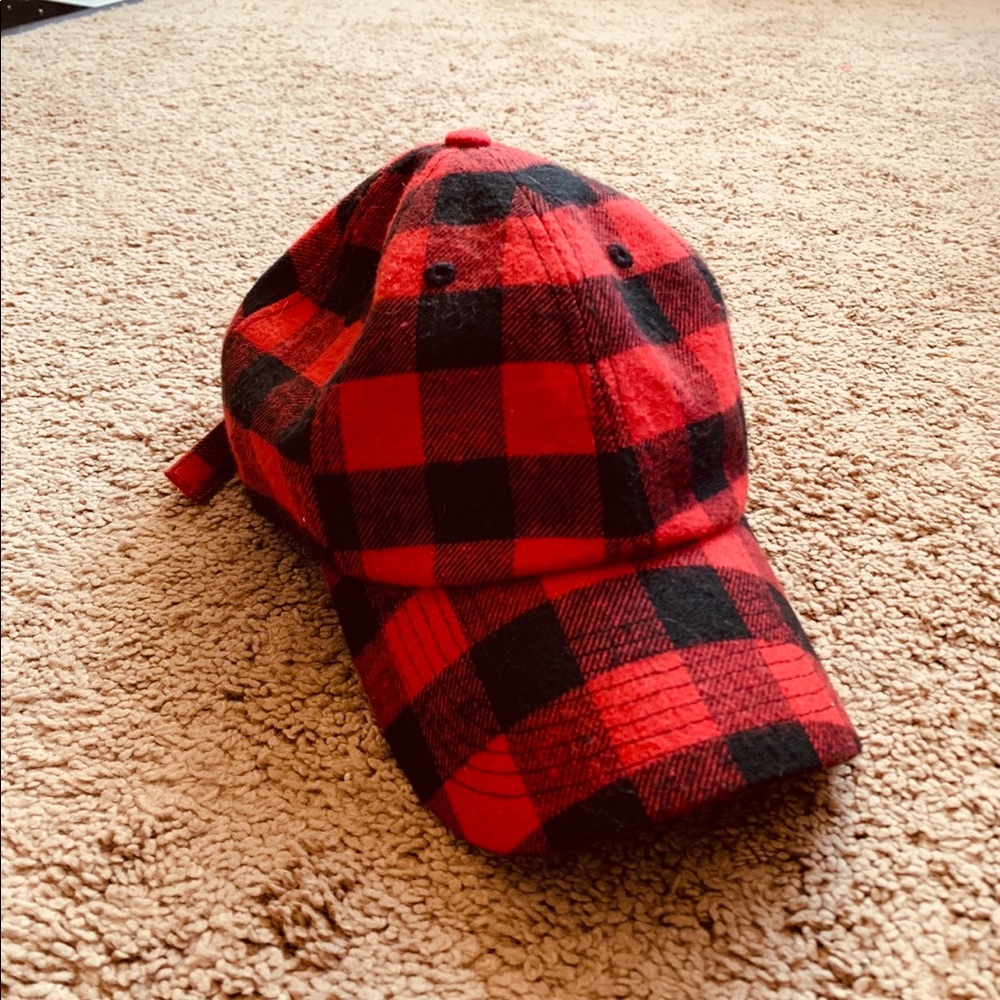Buffalo plaid trucker hat